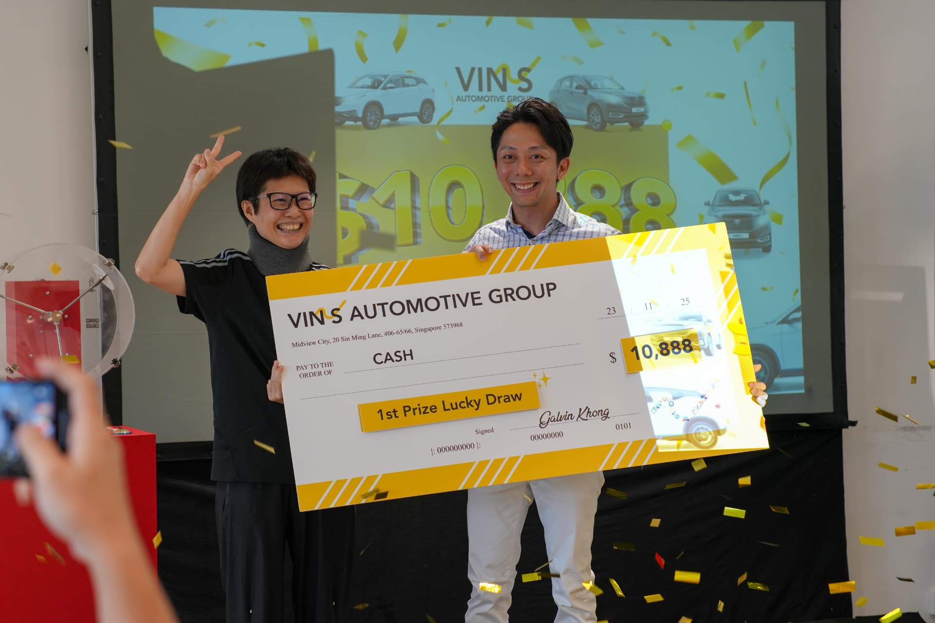 1st Prize Lucky Draw winner from a previous Vin's promotion