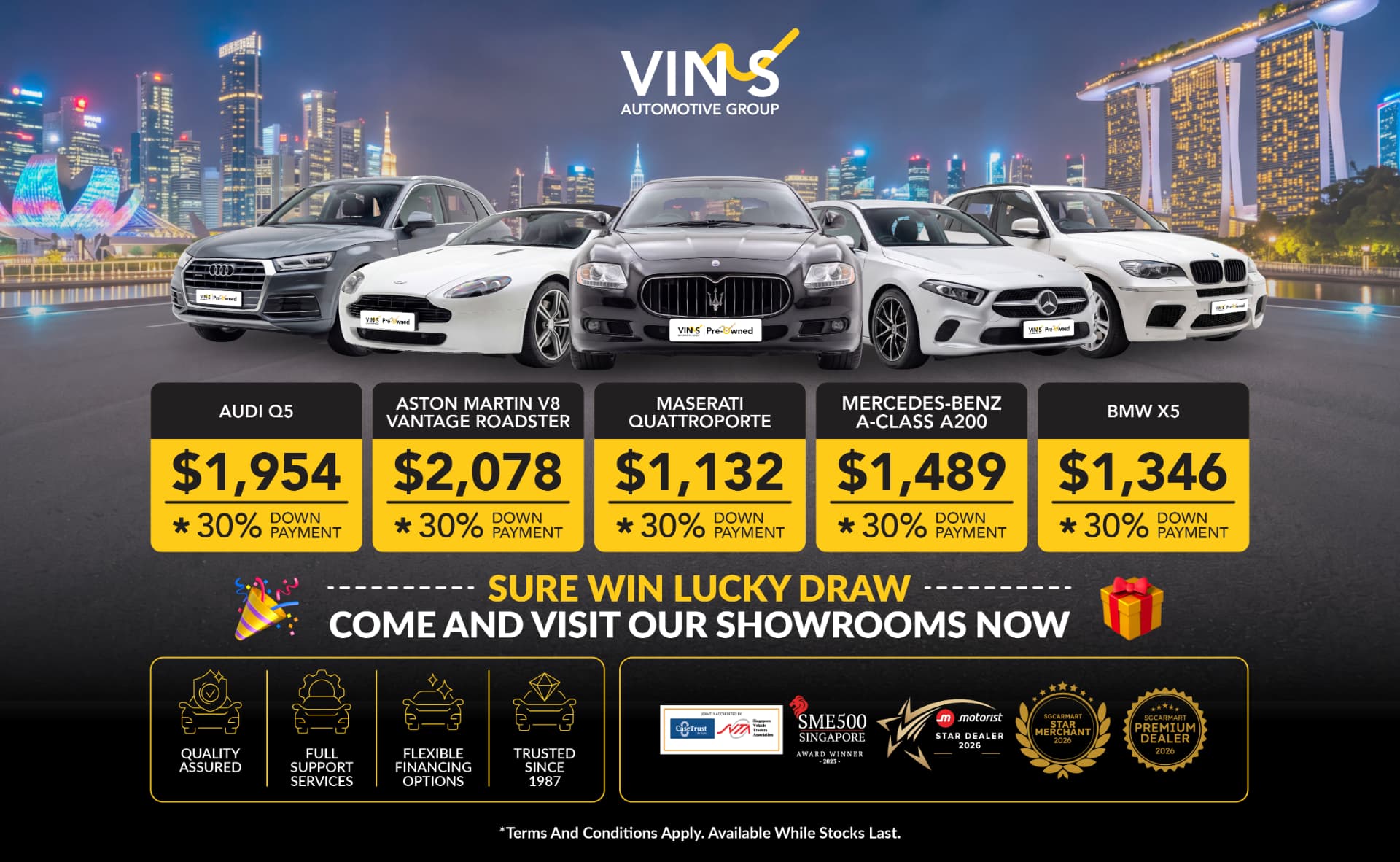 Vin's Pre-Owned Cars Sure-Win Lucky Draw promotion poster